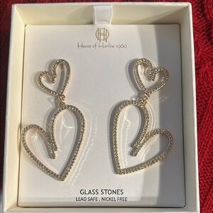 House of Harlow 1960 Gold Heart Drop Earrings